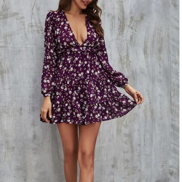 Zara Purple Floral Dress - Picture 10 of 12